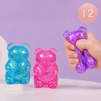 12PCS - Glittered Gummy Bear Squeeze Stress Relief Toy