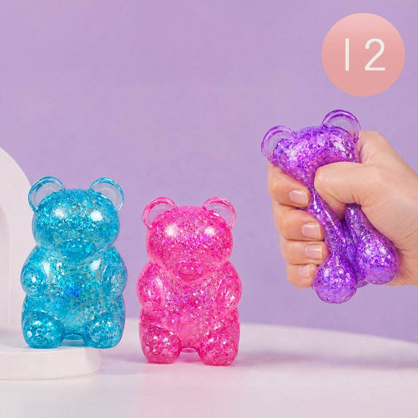 12PCS - Glittered Gummy Bear Squeeze Stress Relief Toy