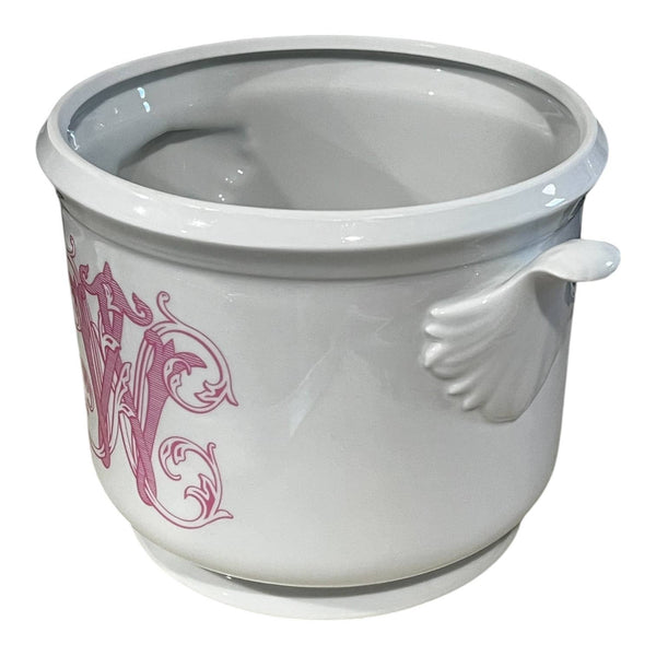 Champagne Porcelian Bucket- Pink Monogram A-Z