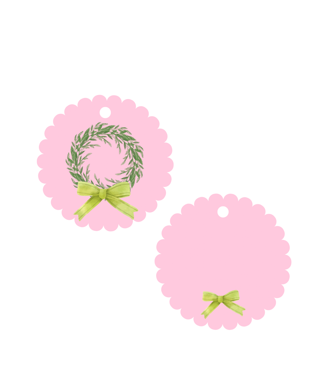 Holiday Wreath Scallop Gift Tags