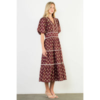 Puff Sleeve Tiered Print Dress