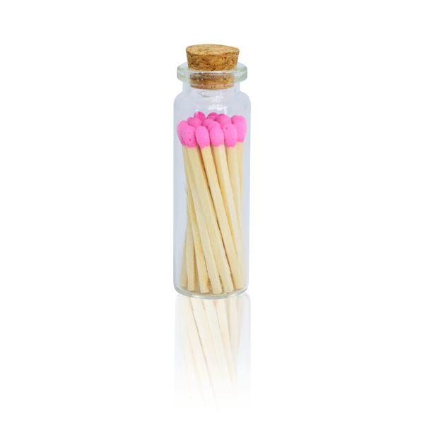 Small Match Bottles - Safety Matches in Jars - Pink