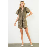 Short Sleeve Embroidered Detail Dress