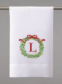 Christmas Wreath Monogram Guest Towel