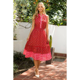 Halter Button Up Print Maxi Dress