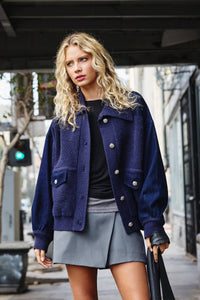 Denim Knit Combi Jacket - RJ1014