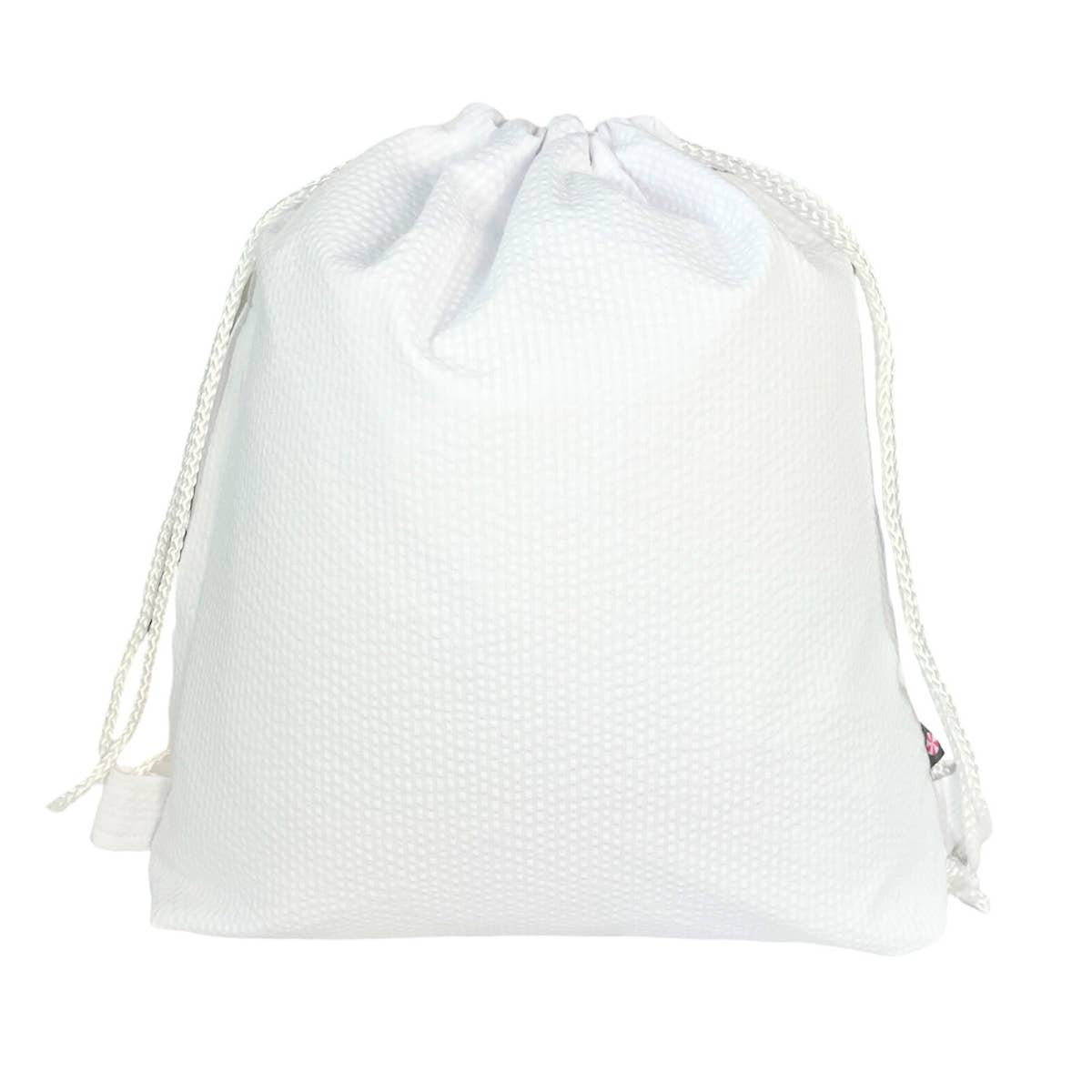 White Seersucker Sling Backpack | Mint
