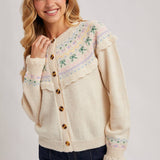 Fair Isle Knit Cardigan Sweater