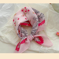 Pink fairy tale Floral Bandana Square scarf