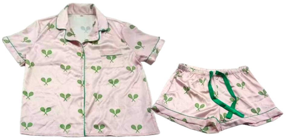 Tennis Pajama Satin Short Set - "Tennis Forever"