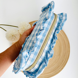 Gingham Ruffle Pouch Coquette | Cute Make-up or Pencil Bag