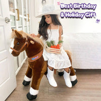 PonyCycle Ride-On Brown Horse | Plush Animal Riding Pony Toy