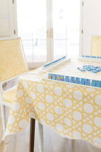 WHOLESALE Scalloped Square Table Topper | Gold Cane