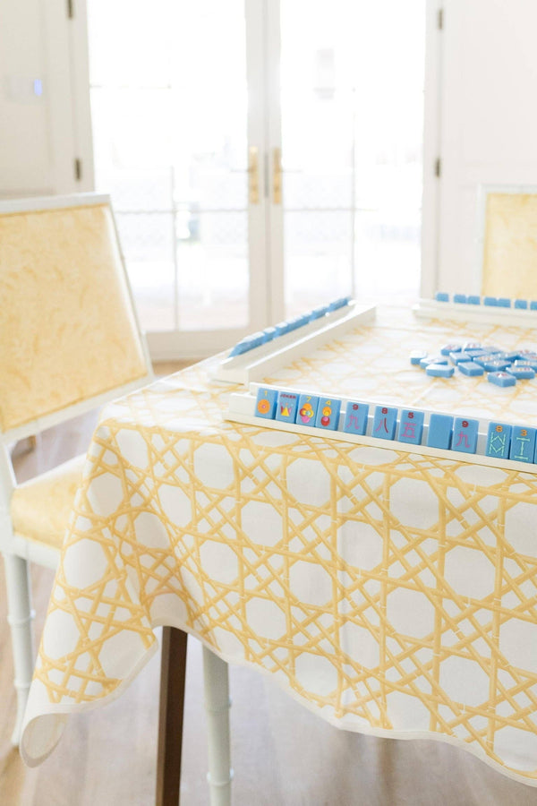 Scalloped Square Table Topper | Gold Cane