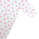 Baby girl zipper footie Pink bows print 100% Pima Cotton