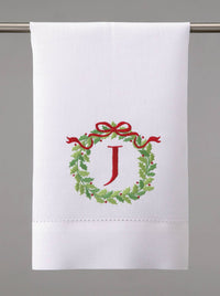 Christmas Wreath Monogram Guest Towel