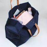 Minimal Canvas Box Tote with Leather Handles Private Label