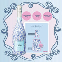 Grandmillennial Blue Floral Prosecco Bottle Wrap