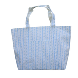 Coated Fabric Jumbo Blue Ribbon Floral Tote