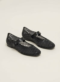 LISA Woven Jelly Mary Jane Flats Tapered Square Toe Trend Sh