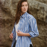 Cotton Striped Button Down Shirt Top