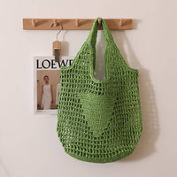 Solid Color Hollow Out Woven Handbag MK2BLW6W10BBG929