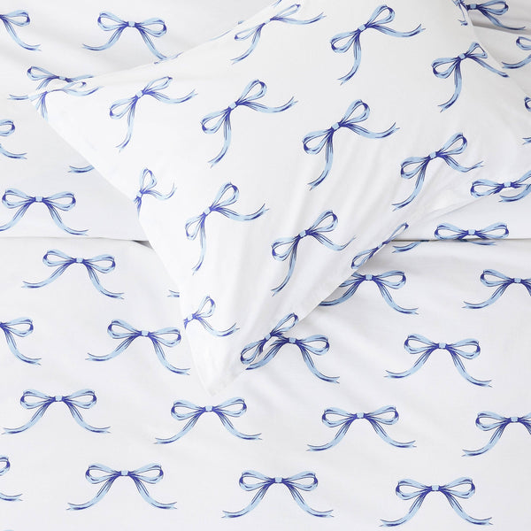 Bows Printed Cotton Percale Duvet Set