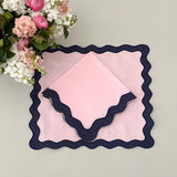 Wavy pink with navy border placemat