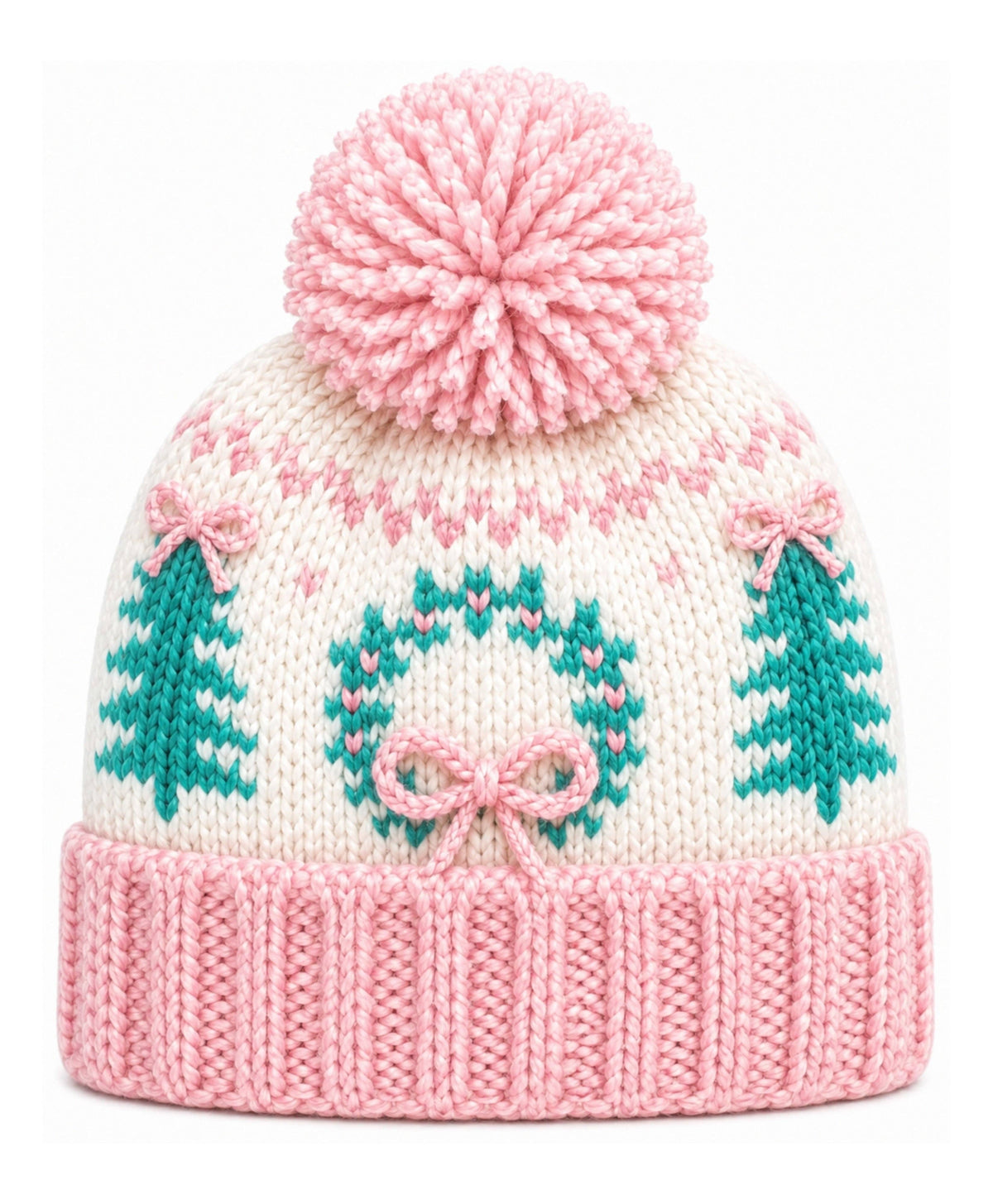 Holiday Bow Wreath Bobble Hat