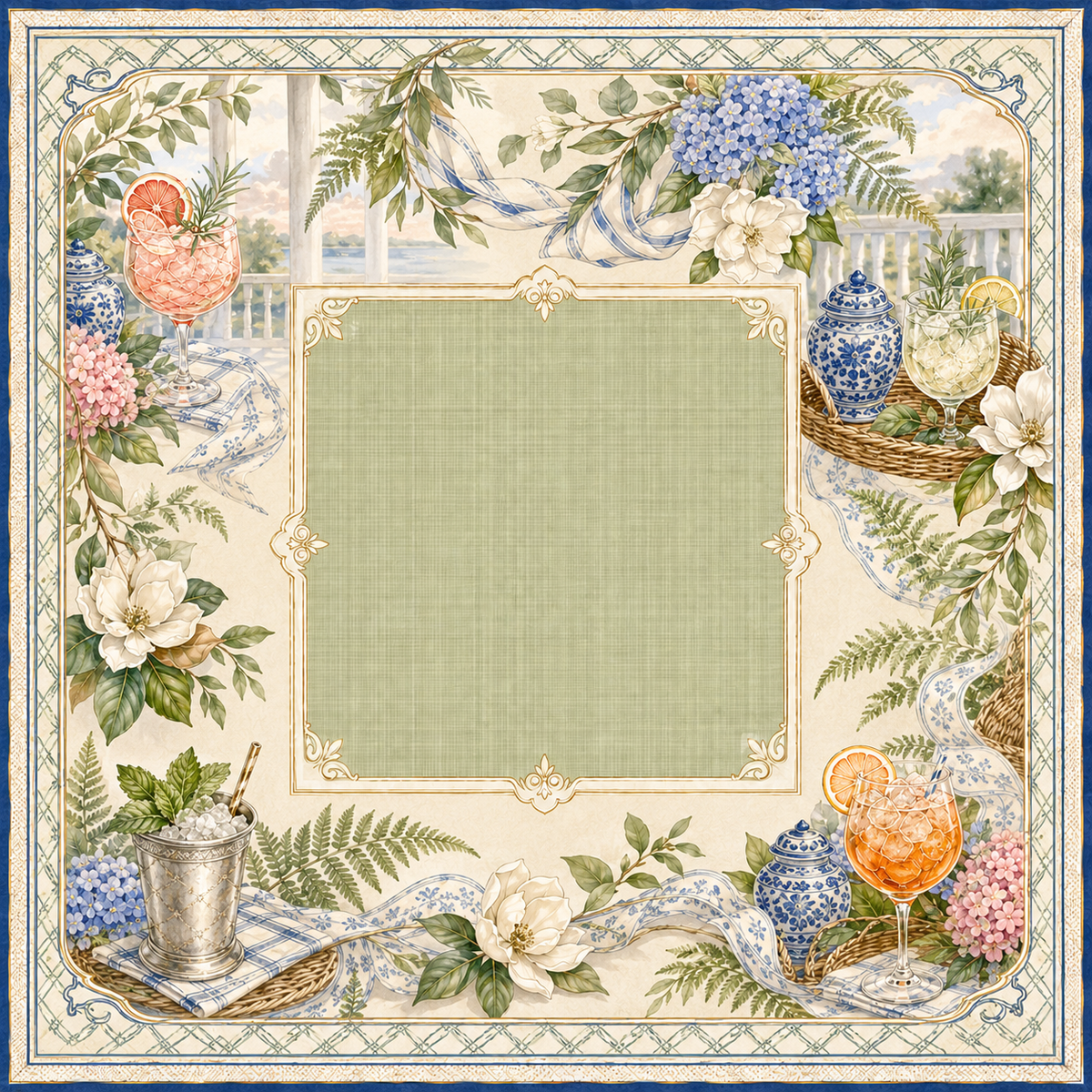 The Veranda — Cocktail Garden Mahjong Mat - PREORDER