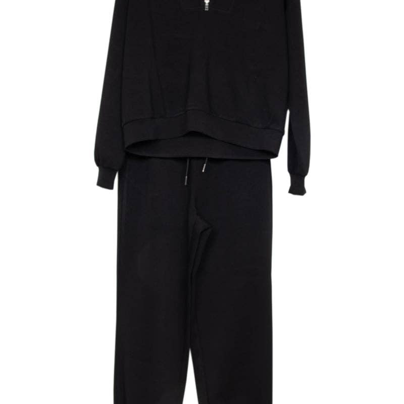 Black Scuba Pants Set Athletic Apparel