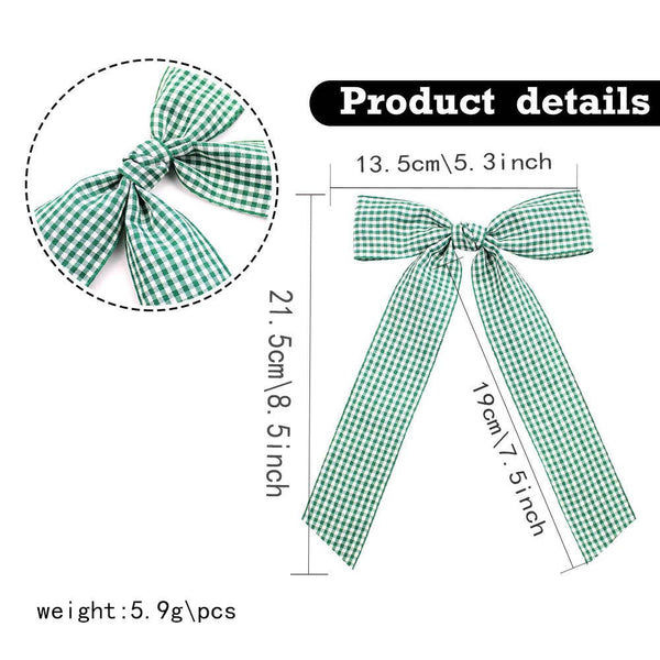 Rosewater Gingham Ribbon bow clips - 21 colors