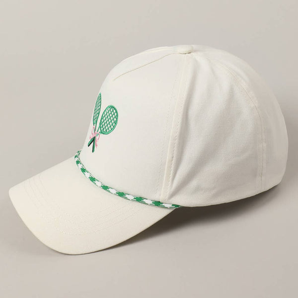 Tennis Racquets Ribbon Embroidery Hat