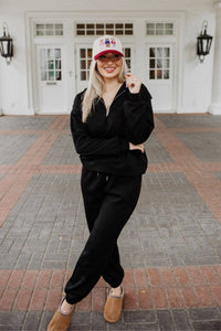 Black Scuba Pants Set Athletic Apparel