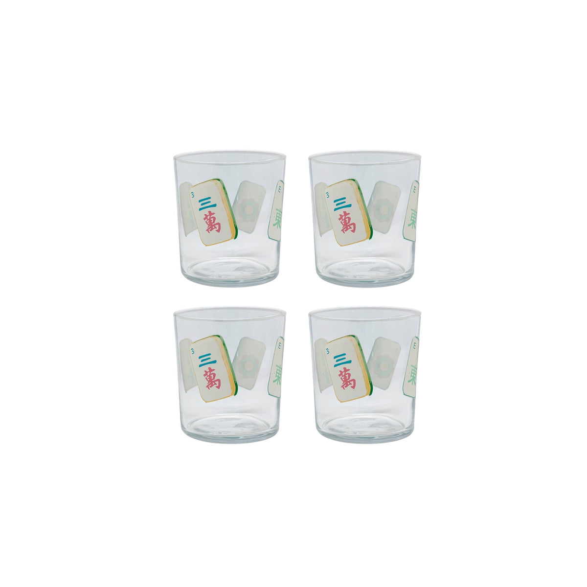 Mahjong Tiles Suite of 4 Double Old Fashioned Glasses
