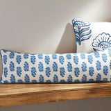 Blue Block Print Long Pillow