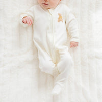 Bear Hugs Zip Footie - Ivory