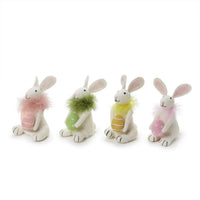 Easter Bunny with Egg and Feather Boa Accent Hand-Crafted Decor