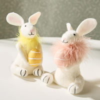 Easter Bunny with Egg and Feather Boa Accent Hand-Crafted Decor