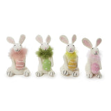 Easter Bunny with Egg and Feather Boa Accent Hand-Crafted Decor