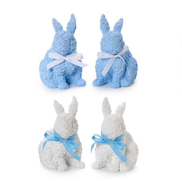 Set of 2 Easter Bunnies with Floral Relief Pattern