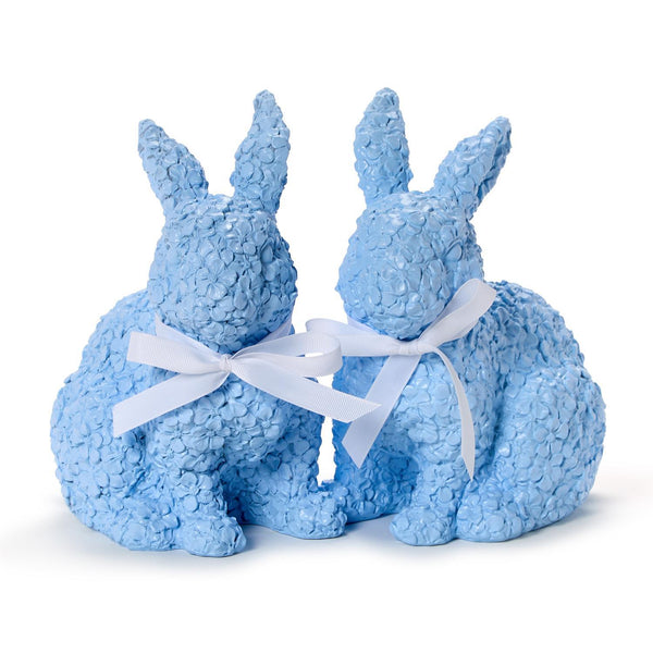 Set of 2 Easter Bunnies with Floral Relief Pattern