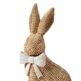 Set of 2 Wicker Weave Pattern Easter Bunnies with Bow
