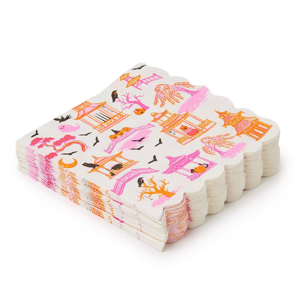 Haunted Pagoda 3-Ply Scalloped Edge Cocktail Napkin