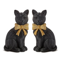 Wicker Weave Pattern Black Cats