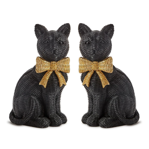 Wicker Weave Pattern Black Cats