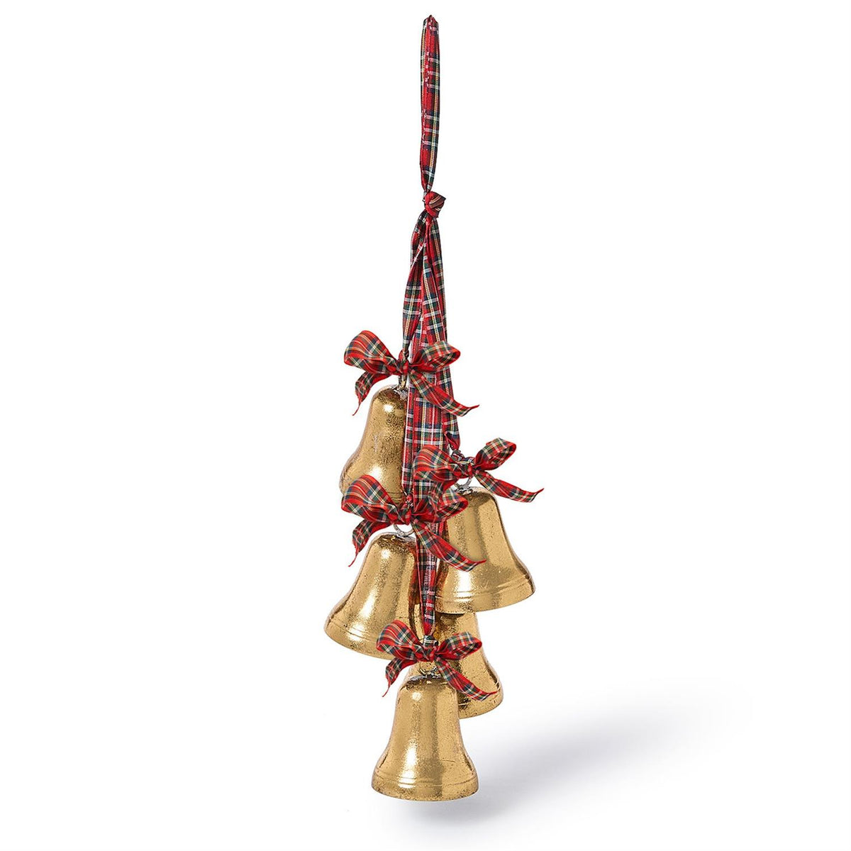 Hanging Bells Decor with Plaid Ribbon