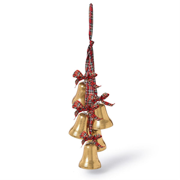 Hanging Bells Decor with Plaid Ribbon