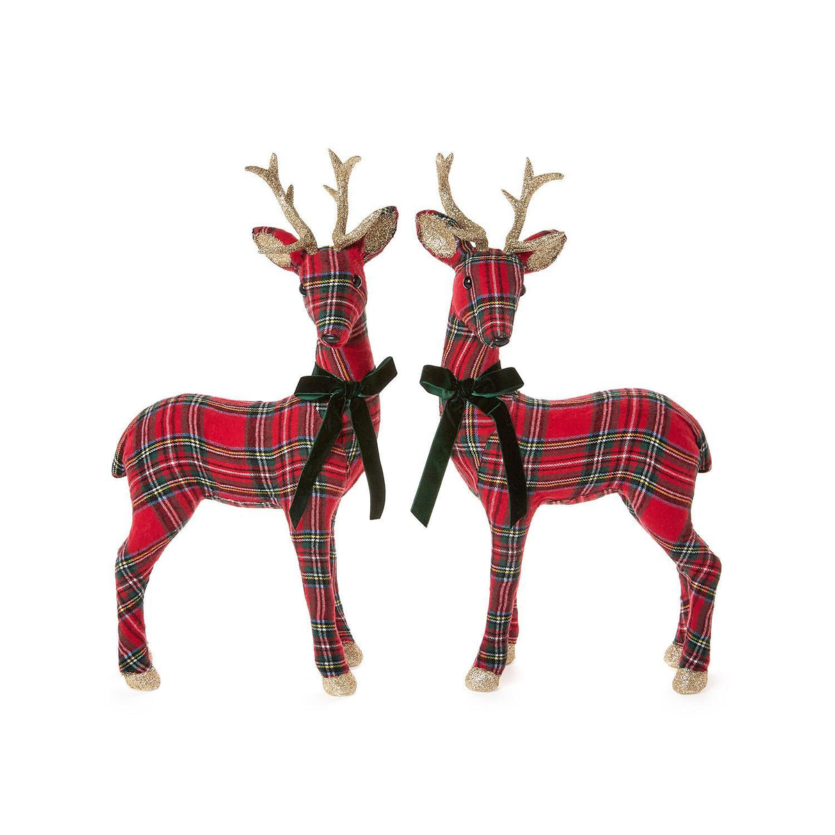 Set of 2 Holiday Tartan Deer