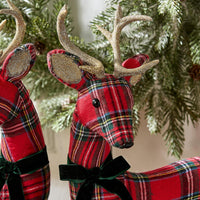Set of 2 Holiday Tartan Deer